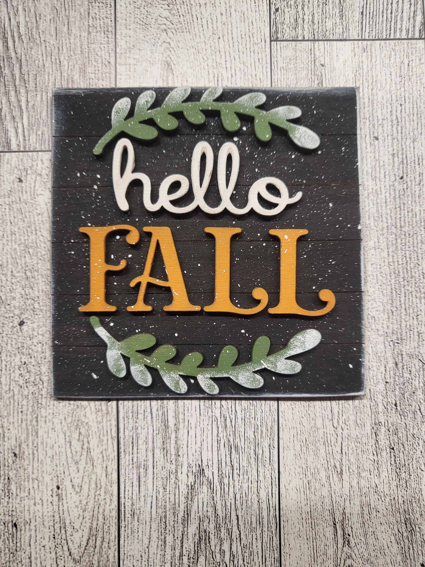 4.25" Hello Fall with greenery insert