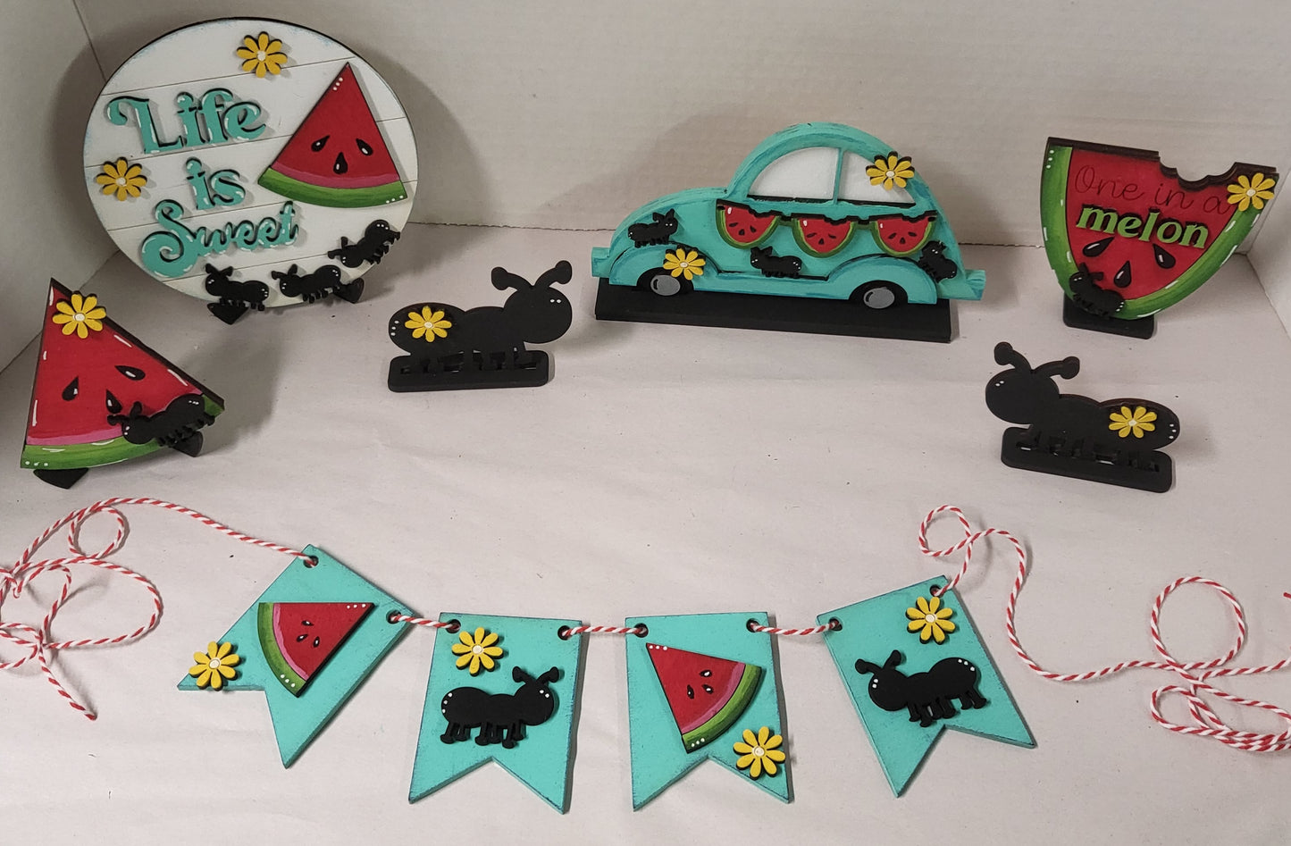 Painted Watermelon Tierd Tray set