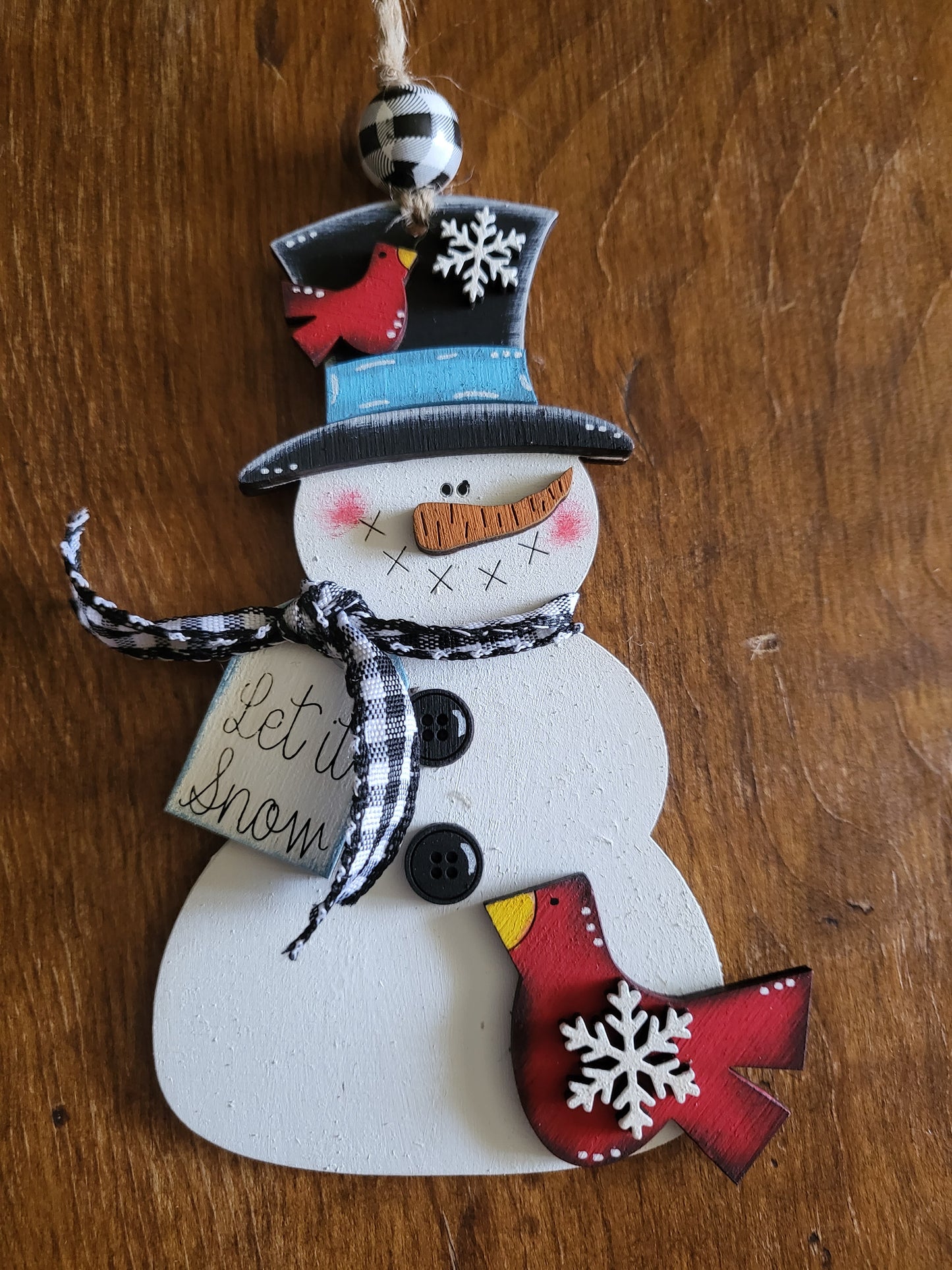 Snowman with Red Bird Ornament